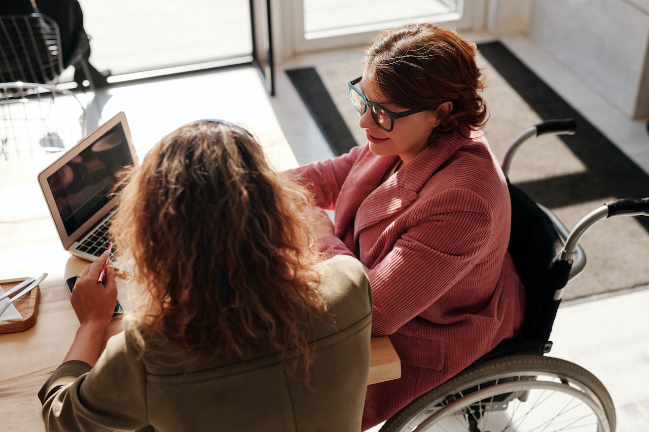 person with disability using laptop